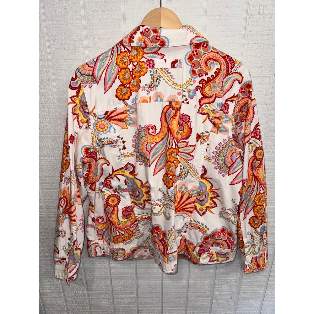 Tommy Hilfiger Jacket Women Multicolor Paisley Floral Cotton Trucker 1X - Picture 3 of 5